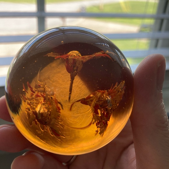 Vintage Orange Confetti Murano Milifiori Paperweight Glass Floral Dark Fairy - Picture 4 of 6